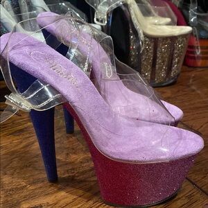 Pleaser Purple and Red Platform Sandals